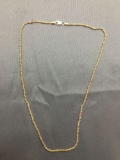 FAS Designer 2.0mm Wide Popcorn Link 18in Long Sterling Silver Gold-Tone Chain