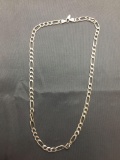 Figaro Link 5mm Wide 18in Long Sterling Silver Chain