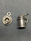 Lot of Two Sterling Silver Charms, One Opening Beer Stein & One Teacup w/ Saucer