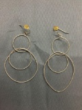 Graduating Triple Tier Rope Detailed 3in Long Pair of Sterling Silver Earrings