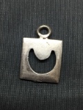 Rectangular 15x14mm Rustic Handmade Sterling Silver Crescent Moon Design Pendant