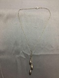 Rolo Link 1.75mm Wide 20in Long Sterling Silver Necklace w/ Triple Bolo Detailed Tassel Drop Centers