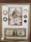 Vintage Framed The Silver Standard with Silver Half, Quarter, Granules, Dime & Silver Certificate