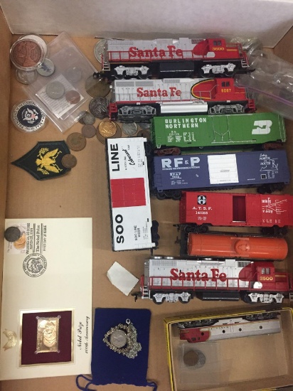 Mixed Lot of Vintage Coins, Tokens, Medals and Model Trains from Estate - Wow!