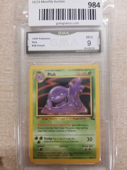 GMA Graded 1999 Pokemon Fossil MUK Trading Card - MINT 9