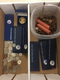 Collection of Coins from Estate - United States Mint Special Sets, FAKE Gold Coin, Wheat Pennies +