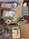 Mixed Lot of Knives and Other Collectibles - Jewelry, Jade Necklace, Watches and More