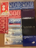 Tray Full of United States Mint Uncirculated Coin Sets and Proof Sets in Original Boxes & Envelopes