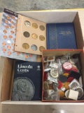 Mixed Lot of Vintage Coins, Medals, Tokens & Other Small Collectibles from Estate - WOW