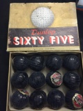 Vintage One Dozen Dunlop Sixty Five Recessed for the Expert Golf Balls in Original Packaging