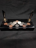 Desk Top Dual Pen Holder with Cool Canadian Coin Montage