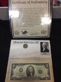 Jeffersons first Nickel and Last $2 Bill Collection with COA