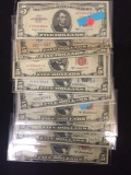 14 Count Lot of Old US $5 Bills