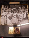 Plaque framed 1951 Dodger Celebration JACKIE ROBINSON $30 Gold Stamp