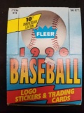 Fleer 1990 Baseball Logo Stickers & Trading Cards Box Factory Sealed Packs 36 CT