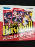 Donruss 1990 Baseball Puzzle and Cards Box Factory Sealed Packs 24 Count