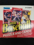 Donruss 1990 Baseball Puzzle and Cards Box Factory Sealed Packs 24 Count
