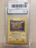 GMA Graded 1999 Pokemon Fossil ZAPDOS Rare Trading Card - GEM MINT 10