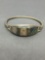 Abalone Inlaid Old Pawn Mexico 19mm Wide Tapered Sterling Silver Hinged Bangle Bracelet