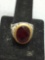 Oval Checkerboard Faceted 18x13mm Garnet Center Zebra Strip Motif 23mm Long Sterling Silver Ring