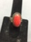 Rope Frame Detailed Oval 20x10mm Red Jasper Cabochon Center Triple Split Sterling Silver Ring Band