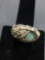 Unique Handmade Sterling Silver Wire Wrapped Ring Band w/ Rough Opal Center