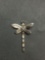 Detailed Hand-Engraved 27mm Long 20mm Wide Sterling Silver Dragonfly Pendant