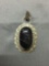 Rope & Braide Frame Detailed Oval 20x13mm Onyx Cabochon Center Old Pawn Native American Sterling