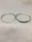 Lot of Two 4.5mm Wide 3in Diameter Fashion Alloy Bangle Bracelets, One Mother of Pearl Inlaid & One