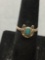 Lucky Horseshoe Motif 10x9mm Turquoise Inlaid Sterling Silver Ring Band