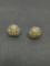 Round Faceted Yellow & White CZ Cluster Setting 10mm Diameter Round Pair of Sterling Silver Stud