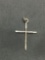 Rustic Hammer Finished 26x17mm Sterling Silver Cross Pendant