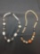 Lot of Two Polished Gemstone & Silver-Tone Beaded Hand-Strung Fashion Necklaces, One 18in & One 20in