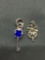 Lot of Two Signed Designer Petite Pendants, One Blue Enameled Skeleton Key & One Sunflower Motif