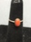 Oval 8x5mm Coral Cabochon Center Sterling Silver Ring Band