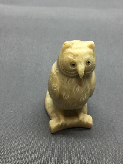 Owl Motif Carved Soapstone 2in Long x 1.5in Deep x 1.0in Wide