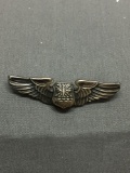 Detailed Sterling Silver 50mm Long 13mm Tall Aviation Wings Pin