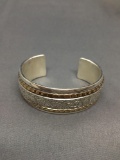 Handmade Texture & High Polish Finished 20mm Wide 2.5in Diameter Signed Designer Solid Sterling