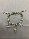 Hand-Crafted Ornate Detailed Link 11mm Wide 7in Long Sterling Silver Charm Bracelet