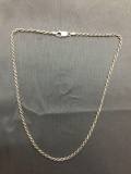 Aurafin Designer 3.25mm Wide 20in Long Sterling Silver Rope Link Chain