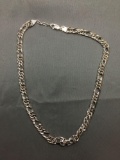 High Polished Double Figaro Link 9mm Wide 20in Long Sterling Silver Necklace