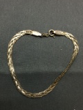 Five Strand Braided Serpentine Link 4mm Wide 7in Long Italian Made Sterling Silver Bracelet