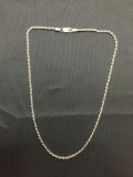 Rope Link 2mm Wide 16in Long Italian Made Sterling Silver Chain