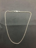 Rope Link 2mm Wide 16in Long Italian Made Sterling Silver Chain