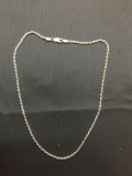 Rope Link 2mm Wide 16in Long Italian Made Sterling Silver Chain