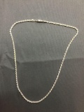 Rope Link 2mm Wide 16in Long Italian Made Sterling Silver Chain