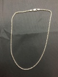 Rope Link 2mm Wide 16in Long Italian Made Sterling Silver Chain