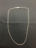 Rope Link 2mm Wide 16in Long Italian Made Sterling Silver Chain