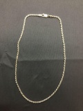 Rope Link 2mm Wide 16in Long Italian Made Sterling Silver Chain