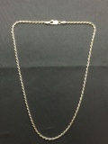 Rope Link 2mm Wide 16in Long Italian Made Sterling Silver Chain